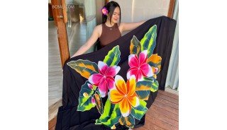 Hot Sale Rayon Sarong Hand Painted Flower Design by Balinese Artisans